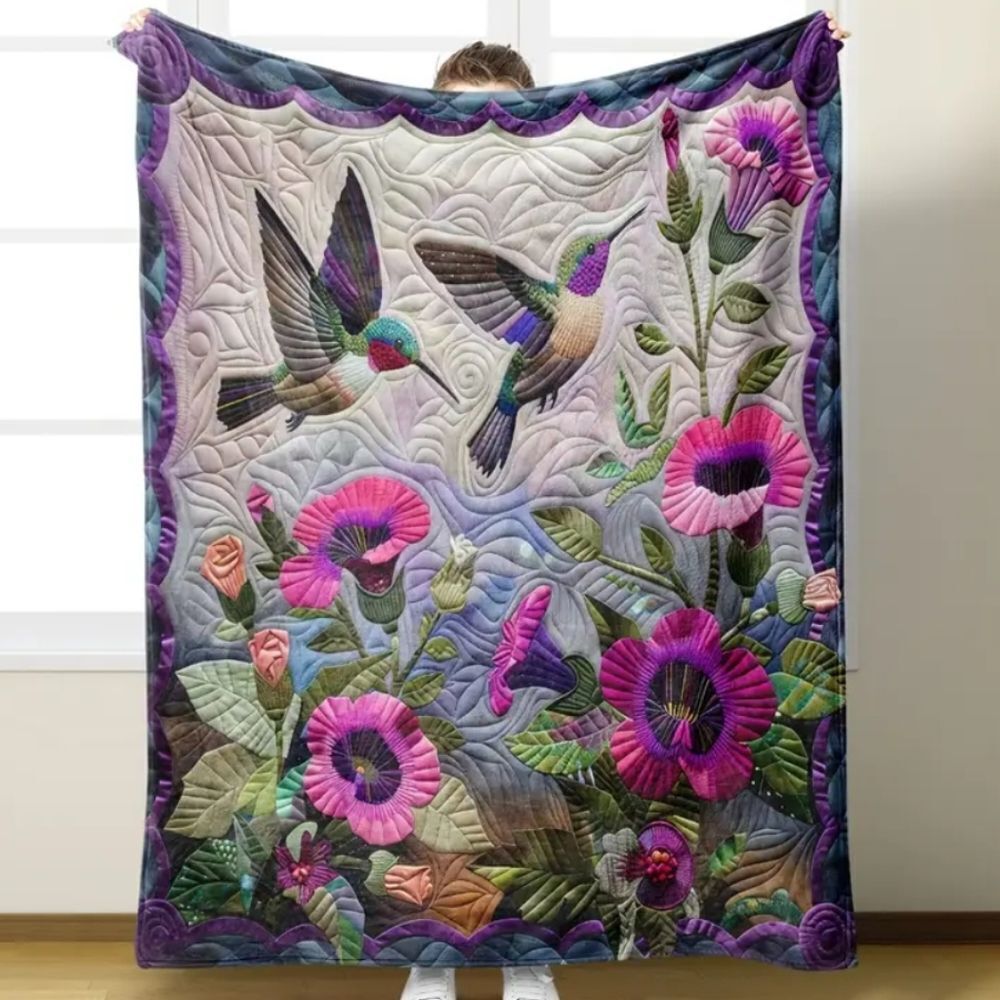 Beautiful Hummingbird Digital Print Fleece Flannel Blanket 50" x 60"